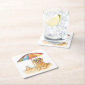 ゴールデンレトリバービーチドッグ スクエアペーパーコースター (インサイチュ)