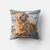 ゴールデンレトリバービーチ波 クッション (裏面)