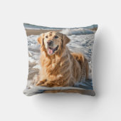 ゴールデンレトリバービーチ波 クッション (正面)