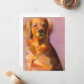 ゴールデンレトリバーファインアートデジタルアートカード ノートカード (正面/裏面インサイチュ)