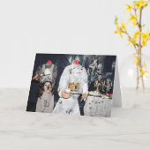 ゴールデンレトリバーヘッドレスメイドとシェフハロウィーン カード (黄色い花)