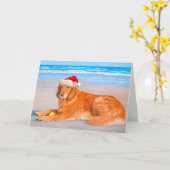 ゴールデンレトリバーホリデーカード カード (黄色い花)