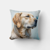 ゴールデンレトリバーポートレートと蝶 クッション (正面)