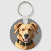 ゴールデンレトリバーポートレートブラックカラー着用 キーホルダー (裏面)