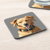 ゴールデンレトリバーポートレートブラックカラー着用 コースター (左側)