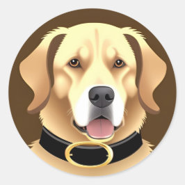 ゴールデンレトリバーポートレート ラウンドシール