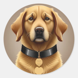 ゴールデンレトリバーポートレート ラウンドシール