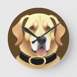 ゴールデンレトリバーポートレート ラウンド壁時計
