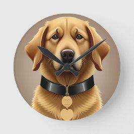 ゴールデンレトリバーポートレート ラウンド壁時計