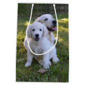 ゴールデンレトリバーママと子犬 ミディアムペーパーバッグ (裏面)