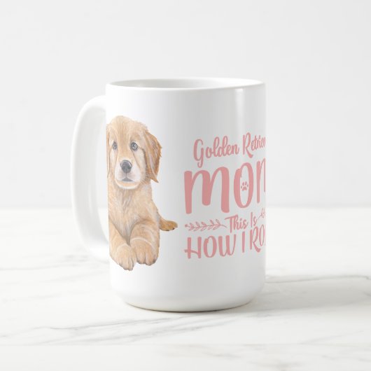 ゴールデンレトリバーママのギフト水の色の子犬 コーヒーマグカップ (正面左)