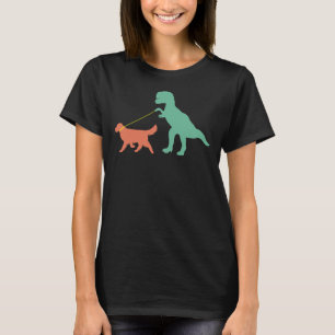 ゴールデンレトリバーママ恐竜かわいいゴールデンリトリーブ Tシャツ