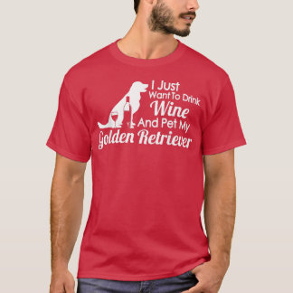 ゴールデンレトリバーママ飲み物ワインとペットゴールデンR Tシャツ