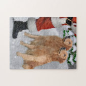 ゴールデンレトリバーミートサンタクリスマスカード ジグソーパズル (横)