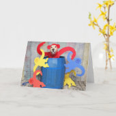 ゴールデンレトリバーモンキーバレル誕生日 カード (黄色い花)