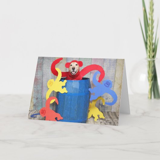 ゴールデンレトリバーモンキーバレル誕生日 カード (正面)