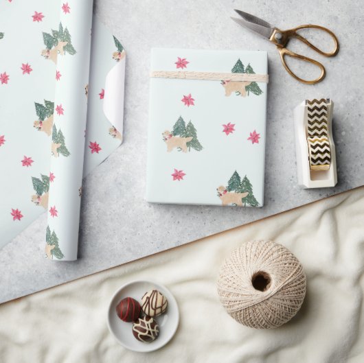 ゴールデンレトリバーラッピング紙 ラッピングペーパー (クラフト)