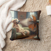 ゴールデンレトリバーレトロファンの前に座る クッション (ブランケット)