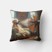 ゴールデンレトリバーレトロファンの前に座る クッション (裏面)