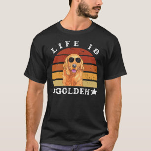 ゴールデンレトリバーレトロヴィンテージサンセットテーマ Tシャツ