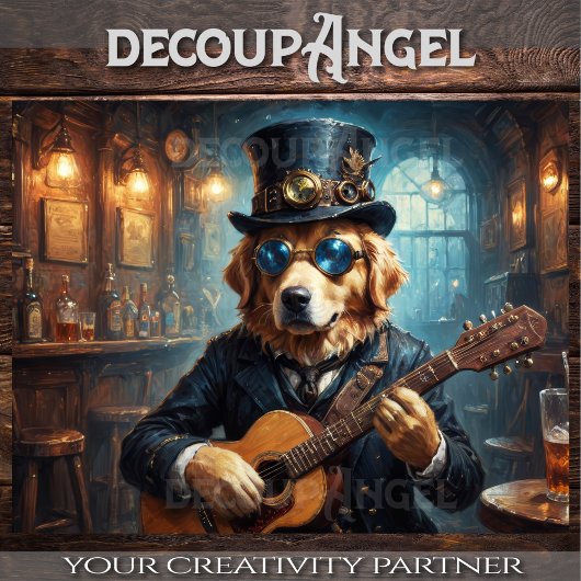 ゴールデンレトリバーロックスター – 水平。 – デコページ – 薄葉紙