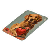 ゴールデンレトリバーヴィンテージバレンタインデー マグネット (左側)