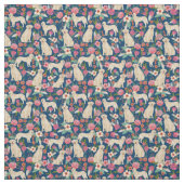 ゴールデンレトリバーヴィンテージ花模様 ファブリック (見本)
