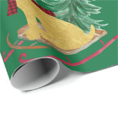 ゴールデンレトリバー乗りクリスマスツリースレッドグリーン ラッピングペーパー (ロールコーナー)