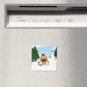 ゴールデンレトリバー冬のシーン マグネット (インサイチュ (食洗機))