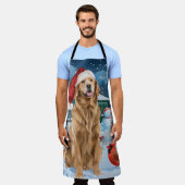 ゴールデンレトリバー冬ワンダーランドクリスマスジョイ エプロン (着用した状態)