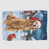 ゴールデンレトリバー冬ワンダーランドクリスマスジョイ ゴルフタオル (横)