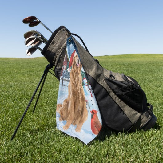 ゴールデンレトリバー冬ワンダーランドクリスマスジョイ ゴルフタオル (グリーン)