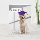 ゴールデンレトリバー卒業生と紫色の帽子 カード (正面)