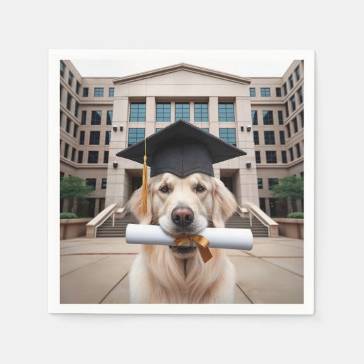 ゴールデンレトリバー卒業生 スタンダードカクテルナプキン (正面)