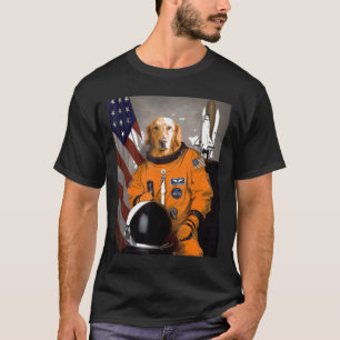 ゴールデンレトリバー宇宙飛行士誇りを持った愛国者 Tシャツ