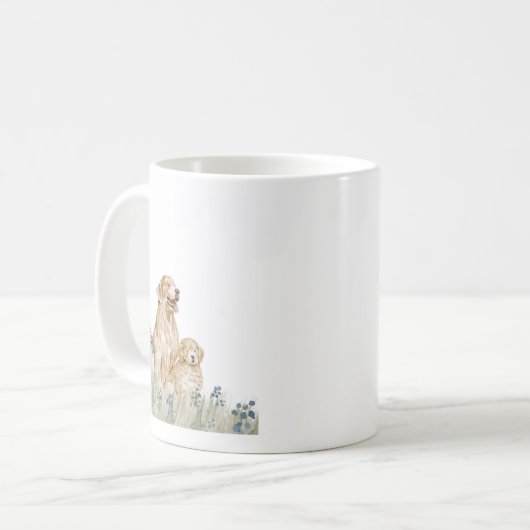 ゴールデンレトリバー家族とマグカップ コーヒーマグカップ (正面左)