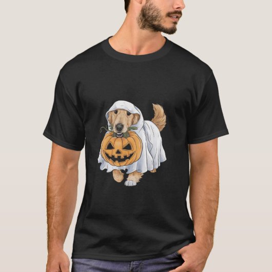 ゴールデンレトリバー幽霊ドッグハロウィーンTシャツ Tシャツ (正面)