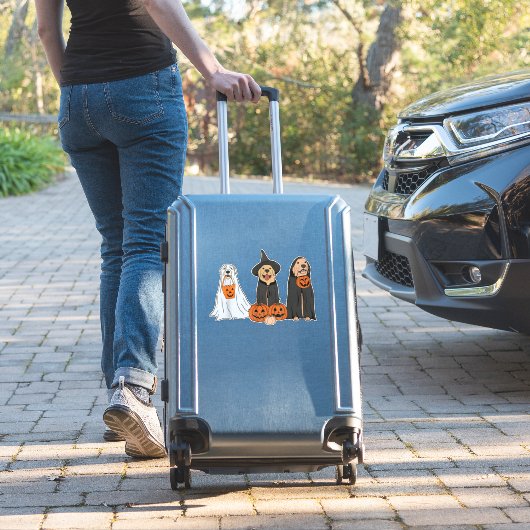 ゴールデンレトリバー幽霊ハロウィーントリックまたはトリートド シール (スーツケースインサイチュ)