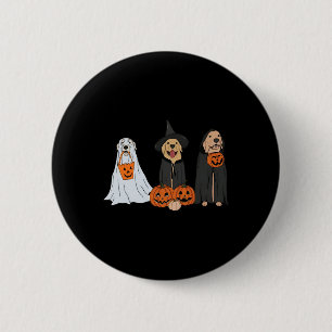 ゴールデンレトリバー幽霊ハロウィーントリックまたはトリートド 缶バッジ