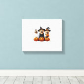 ゴールデンレトリバー幽霊ハロウィーン愛犬家 キャンバスプリント (インサイチュ (ウッドフロア))