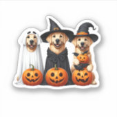 ゴールデンレトリバー幽霊ハロウィーン愛犬家 シール (正面)