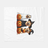 ゴールデンレトリバー幽霊ハロウィーン愛犬家 フリースブランケット (正面(横))