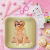 ゴールデンレトリバー座る ペーパープレート (パーティー)