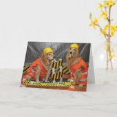 ゴールデンレトリバー建築誕生日 カード (黄色い花)