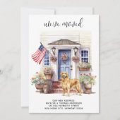 ゴールデンレトリバー愛国パーソナライズされた犬が動く 案内状 (正面)