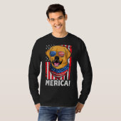 ゴールデンレトリバー愛国犬アパレルアメリカ国旗Me Tシャツ (正面フル)