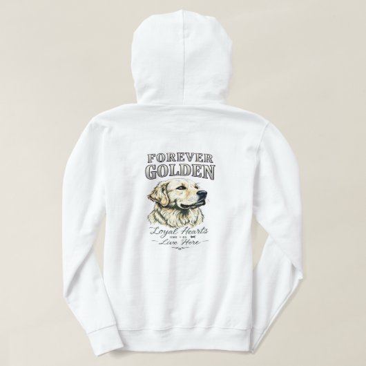 ゴールデンレトリバー愛好家のためのTシャツデザイン パーカ (デザイン裏面)