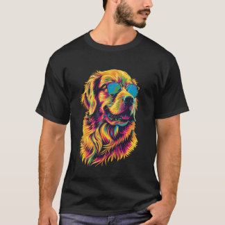 ゴールデンレトリバー愛好家デザイン ポップアート 楽しい ゴールデン Tシャツ