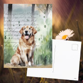 ゴールデンレトリバー春雨ヴィンテージ水彩 シーズンポストカード