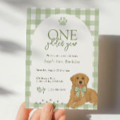 ゴールデンレトリバー最初の誕生日パーティグリーン 招待状
